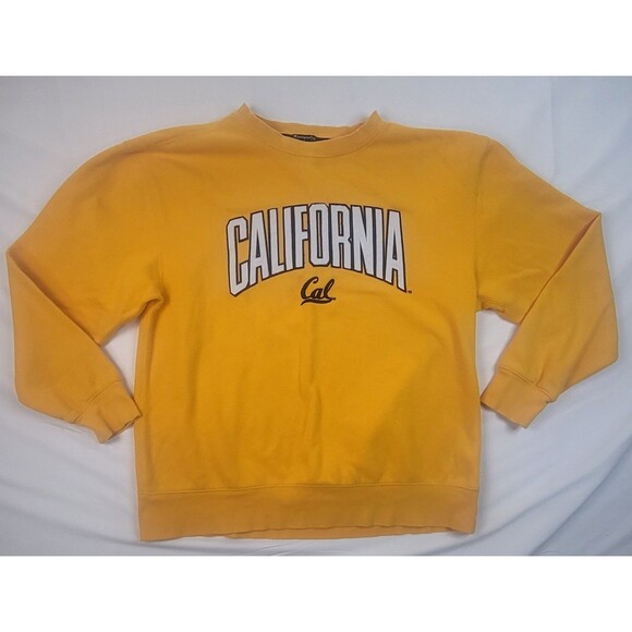 California Cal NCAA Sweatshirt Men Large Yellow Champion Crew Neck Pullover - Picture 1 of 6